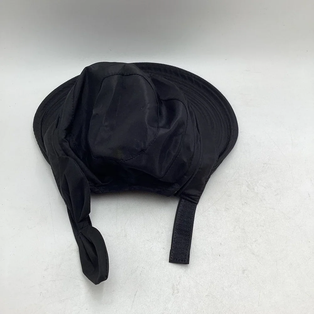 SunCube Black Wide Brim Sun Hat Visor 2-in-1 Removable Top Packable Bow Detail